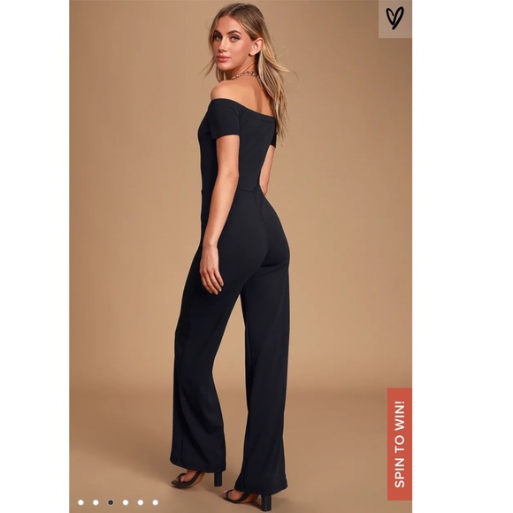 Black Off the Shoulder Jumpsuit - Picture 2 of 3